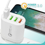 شاحن متعدد المنافذ QC-04 QC3.0 + 3 × USB 2.0 للهواتف المحمولة والأجهزة اللوحية، قابس الاتحاد الأوروبي، قابس الاتحاد الأوروبي