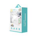 شاحن متعدد المنافذ QC-04 QC3.0 + 3 × USB 2.0 للهواتف المحمولة والأجهزة اللوحية، قابس المملكة المتحدة، قابس المملكة المتحدة