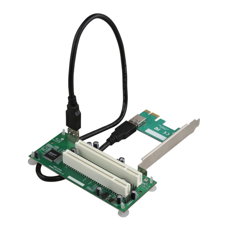 بطاقة محول PCIe إلى فتحتين PCI مع بطاقة توسعة USB 3.0