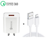 شاحن سريع CA-25 QC3.0 USB 3A مع كابل بيانات USB إلى 8 بن، قابس أستراليا، قابس أستراليا + كابل 8 بن
