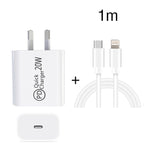 شاحن سفر AU-20W PD USB-C / Type-C مع كابل بيانات USB-C إلى 8 بن، قابس أستراليا، قابس أستراليا + كابل PD 8 بن بطول 1 متر، قابس أستراليا + كابل PD 8 بن بطول 2 متر