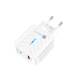 شاحن PD03 20 واط Type-C + QC3.0 USB مع ضوء مؤشر، قابس الاتحاد الأوروبي، قابس الاتحاد الأوروبي + كابل USB إلى Type-C