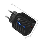 شاحن PD03 20 واط Type-C + QC3.0 USB مع ضوء مؤشر، قابس الاتحاد الأوروبي، قابس الاتحاد الأوروبي + كابل USB إلى Type-C
