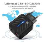 شاحن PD03 20 واط Type-C + QC3.0 USB مع ضوء مؤشر، قابس الاتحاد الأوروبي، قابس الاتحاد الأوروبي + كابل USB إلى Type-C
