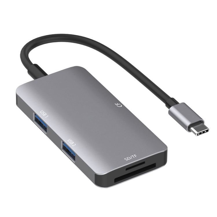 محول HUB لقراءة البيانات 5 في 1 مع بطاقات SD / TF / CF، منفذي USB3.0 مزدوجين، USB3.0 مزدوج + بطاقات SD / TF / CF