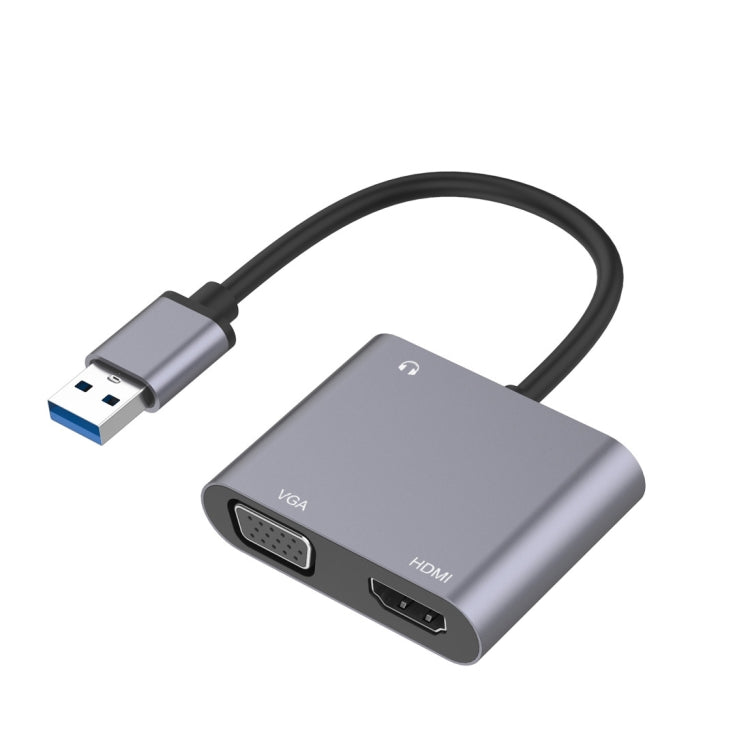 محول HUB 3 في 1 من USB إلى HDMI / VGA / صوت