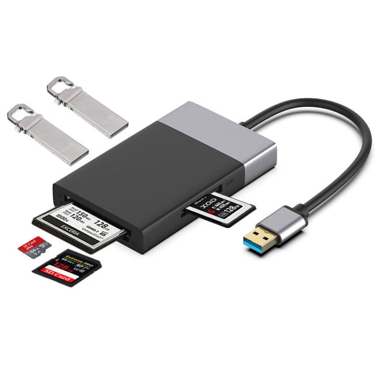 محول HUB 6 في 1 من USB 3.0 إلى USB3.0 x 2 + بطاقة CF + بطاقة TF + بطاقة SD + بطاقة XQD