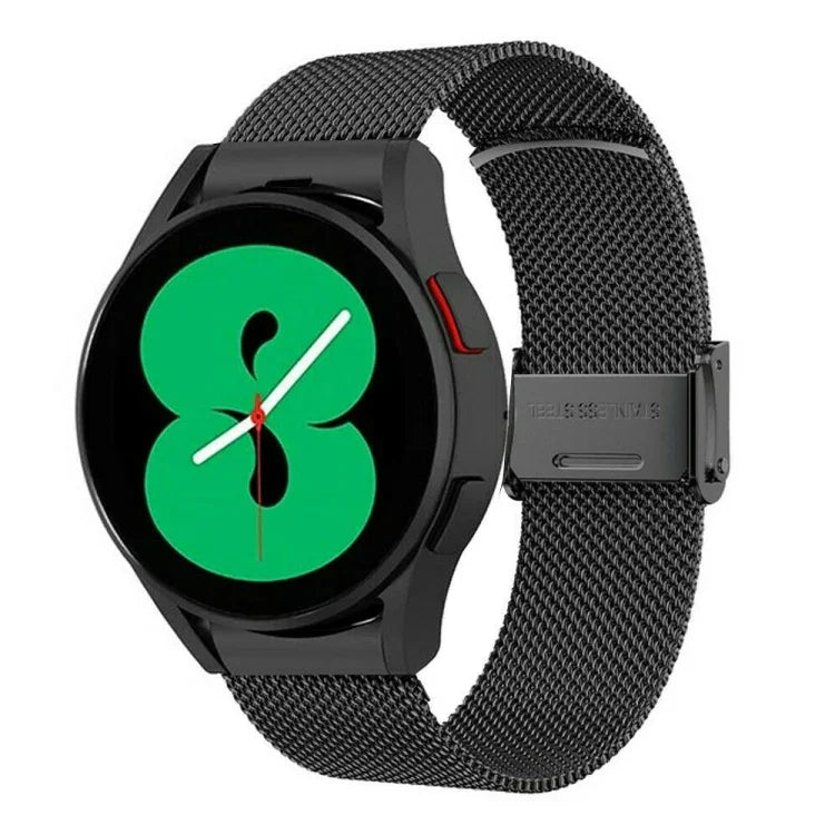 سوار شبكي من الفولاذ المعدني ميلانو مع إبزيم واحد، لساعات Samsung Galaxy Watch 3 41مم، و Samsung Galaxy Watch 4 Classic 42مم / 46مم، و Samsung Galaxy Watch 4 40مم / 44مم، و Samsung Galaxy Gear Sport، و Samsung Galaxy Gear S2 Classic