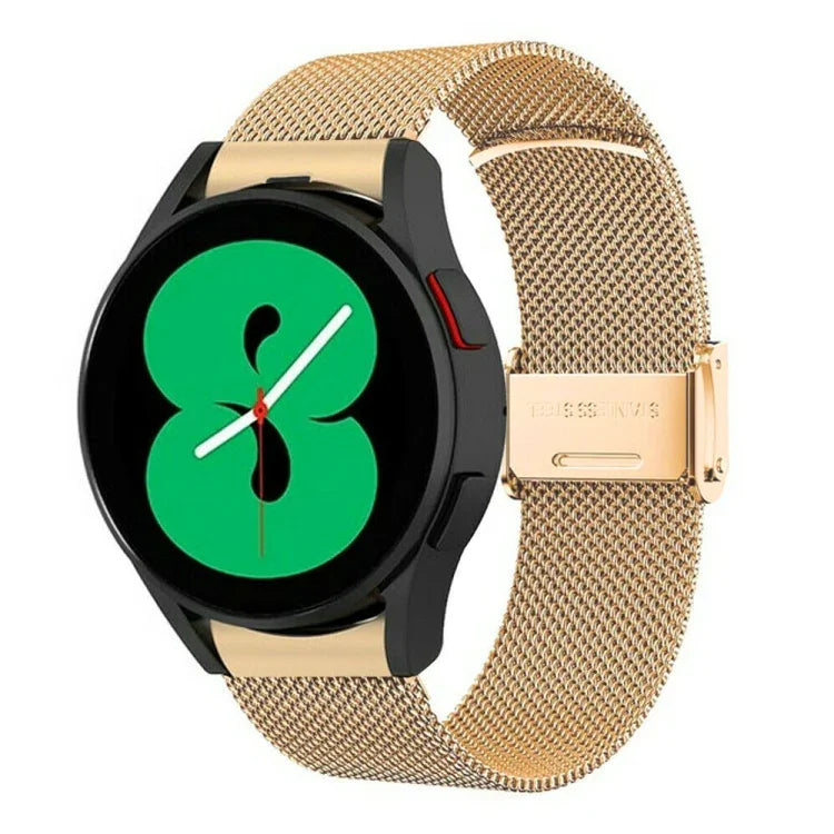 سوار شبكي من الفولاذ المعدني ميلانو مع إبزيم واحد، لساعات Samsung Galaxy Watch 3 41مم، و Samsung Galaxy Watch 4 Classic 42مم / 46مم، و Samsung Galaxy Watch 4 40مم / 44مم، و Samsung Galaxy Gear Sport، و Samsung Galaxy Gear S2 Classic