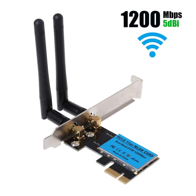 بطاقة شبكة لاسلكية PCIe مزدوجة النطاق 1200Mbps 5G / 2.4G