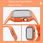 سوار سيليكون مع غطاء لسلسلة Apple Watch، 7 مقاس 41مم / 6&SE&5&4 مقاس 40مم / 3&2&1 مقاس 38مم، 7 مقاس 45مم / 6&SE&5&4 مقاس 44مم / 3&2&1 مقاس 42مم