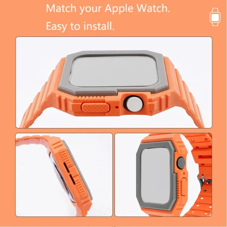 سوار سيليكون مع غطاء لسلسلة Apple Watch، 7 مقاس 41مم / 6&SE&5&4 مقاس 40مم / 3&2&1 مقاس 38مم، 7 مقاس 45مم / 6&SE&5&4 مقاس 44مم / 3&2&1 مقاس 42مم