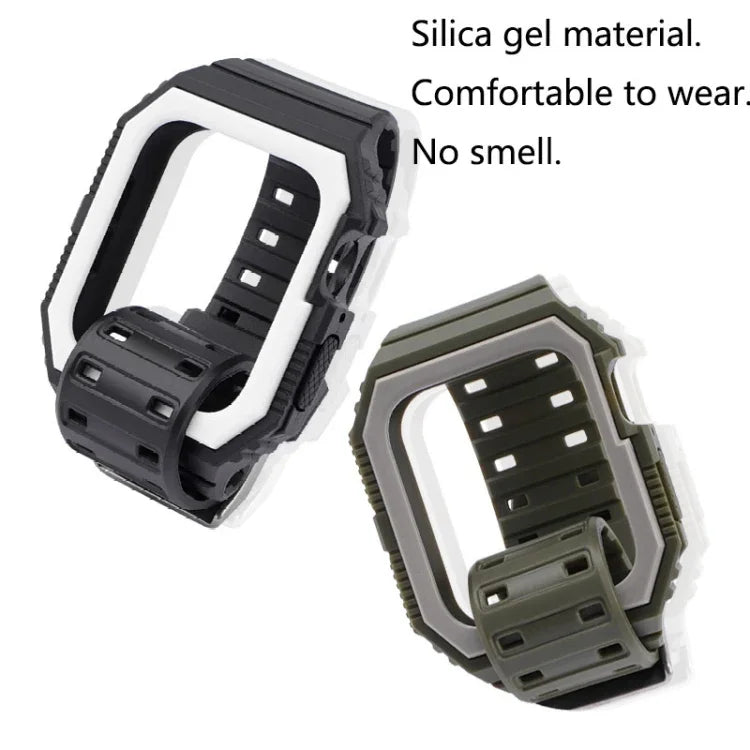 سوار سيليكون مع غطاء لسلسلة Apple Watch، 7 مقاس 41مم / 6&SE&5&4 مقاس 40مم / 3&2&1 مقاس 38مم، 7 مقاس 45مم / 6&SE&5&4 مقاس 44مم / 3&2&1 مقاس 42مم