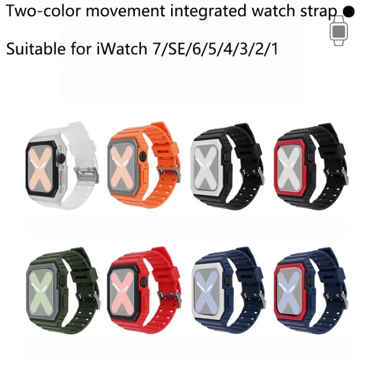 سوار سيليكون مع غطاء لسلسلة Apple Watch، 7 مقاس 41مم / 6&SE&5&4 مقاس 40مم / 3&2&1 مقاس 38مم، 7 مقاس 45مم / 6&SE&5&4 مقاس 44مم / 3&2&1 مقاس 42مم