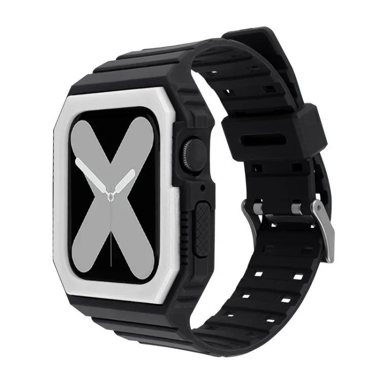 سوار سيليكون مع غطاء لسلسلة Apple Watch، 7 مقاس 41مم / 6&SE&5&4 مقاس 40مم / 3&2&1 مقاس 38مم، 7 مقاس 45مم / 6&SE&5&4 مقاس 44مم / 3&2&1 مقاس 42مم