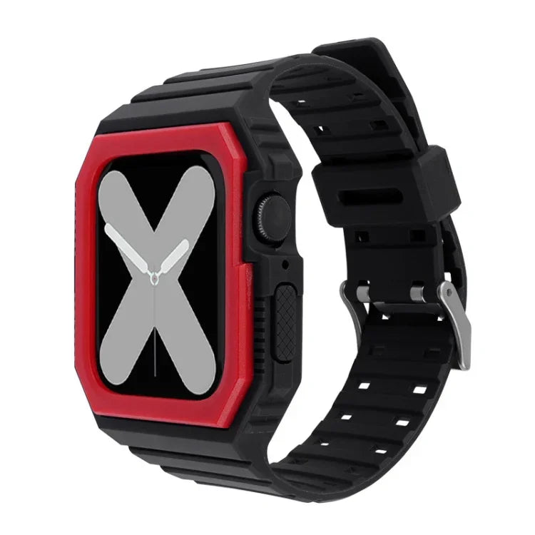 سوار سيليكون مع غطاء لسلسلة Apple Watch، 7 مقاس 41مم / 6&SE&5&4 مقاس 40مم / 3&2&1 مقاس 38مم، 7 مقاس 45مم / 6&SE&5&4 مقاس 44مم / 3&2&1 مقاس 42مم