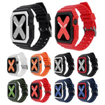 سوار سيليكون مع غطاء لسلسلة Apple Watch، 7 مقاس 41مم / 6&SE&5&4 مقاس 40مم / 3&2&1 مقاس 38مم، 7 مقاس 45مم / 6&SE&5&4 مقاس 44مم / 3&2&1 مقاس 42مم
