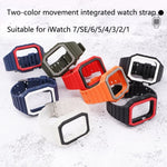 سوار سيليكون مع غطاء لسلسلة Apple Watch، 7 مقاس 41مم / 6&SE&5&4 مقاس 40مم / 3&2&1 مقاس 38مم، 7 مقاس 45مم / 6&SE&5&4 مقاس 44مم / 3&2&1 مقاس 42مم