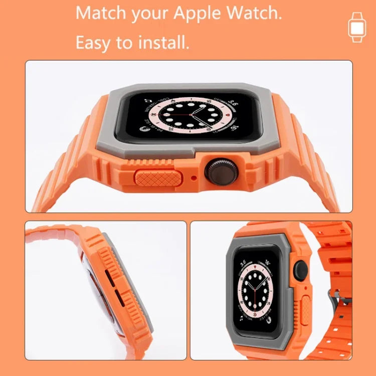 سوار سيليكون مع غطاء لسلسلة Apple Watch، 7 مقاس 41مم / 6&SE&5&4 مقاس 40مم / 3&2&1 مقاس 38مم، 7 مقاس 45مم / 6&SE&5&4 مقاس 44مم / 3&2&1 مقاس 42مم
