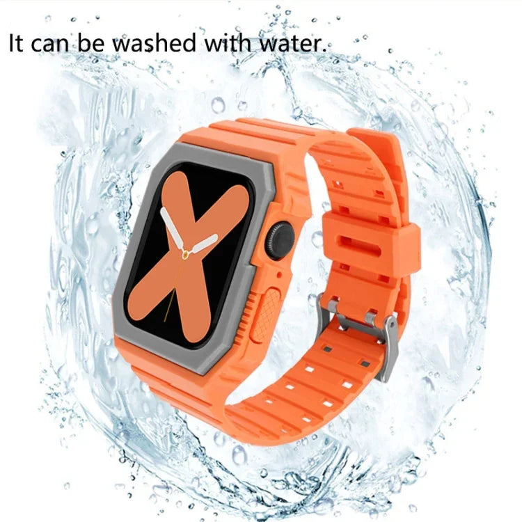 سوار سيليكون مع غطاء لسلسلة Apple Watch، 7 مقاس 41مم / 6&SE&5&4 مقاس 40مم / 3&2&1 مقاس 38مم، 7 مقاس 45مم / 6&SE&5&4 مقاس 44مم / 3&2&1 مقاس 42مم