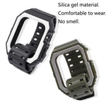 سوار سيليكون مع غطاء لسلسلة Apple Watch، 7 مقاس 41مم / 6&SE&5&4 مقاس 40مم / 3&2&1 مقاس 38مم، 7 مقاس 45مم / 6&SE&5&4 مقاس 44مم / 3&2&1 مقاس 42مم