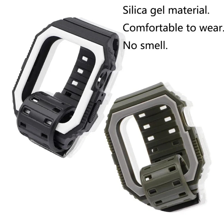 سوار سيليكون مع غطاء لسلسلة Apple Watch، 7 مقاس 41مم / 6&SE&5&4 مقاس 40مم / 3&2&1 مقاس 38مم، 7 مقاس 45مم / 6&SE&5&4 مقاس 44مم / 3&2&1 مقاس 42مم