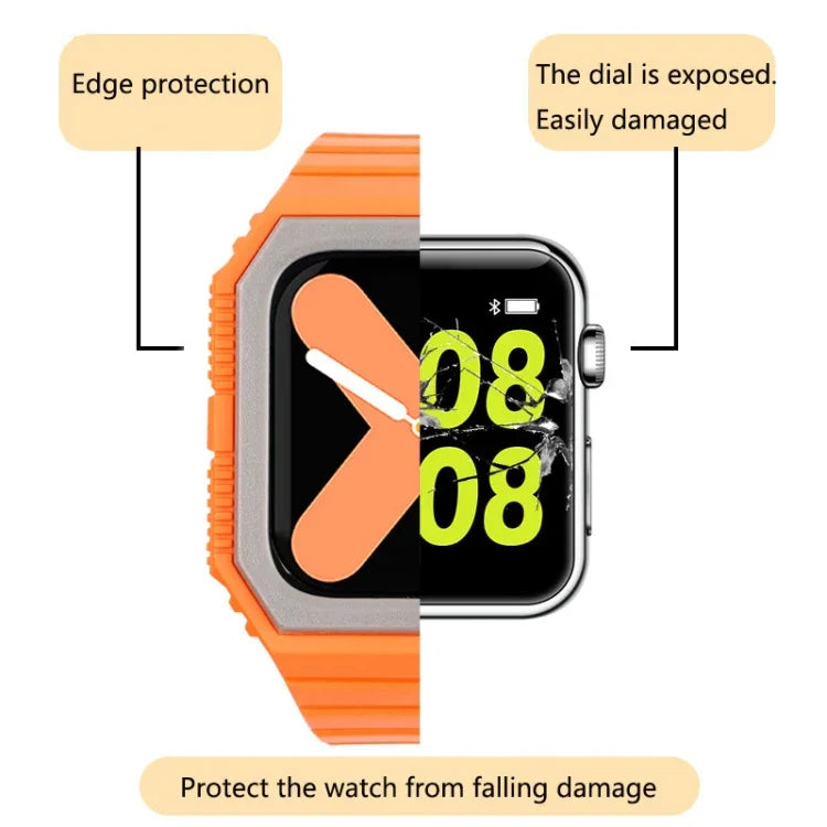 سوار سيليكون مع غطاء لسلسلة Apple Watch، 7 مقاس 41مم / 6&SE&5&4 مقاس 40مم / 3&2&1 مقاس 38مم، 7 مقاس 45مم / 6&SE&5&4 مقاس 44مم / 3&2&1 مقاس 42مم