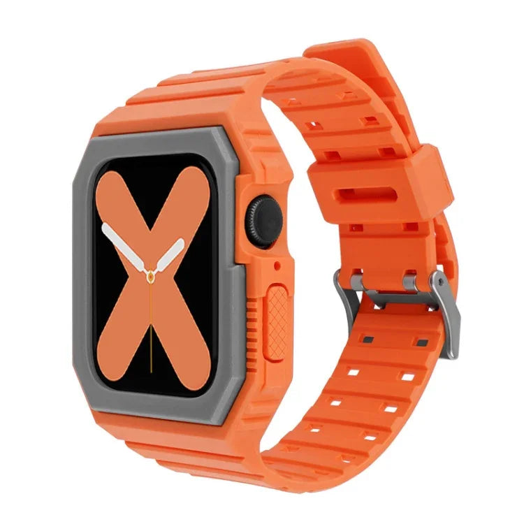 سوار سيليكون مع غطاء لسلسلة Apple Watch، 7 مقاس 41مم / 6&SE&5&4 مقاس 40مم / 3&2&1 مقاس 38مم، 7 مقاس 45مم / 6&SE&5&4 مقاس 44مم / 3&2&1 مقاس 42مم
