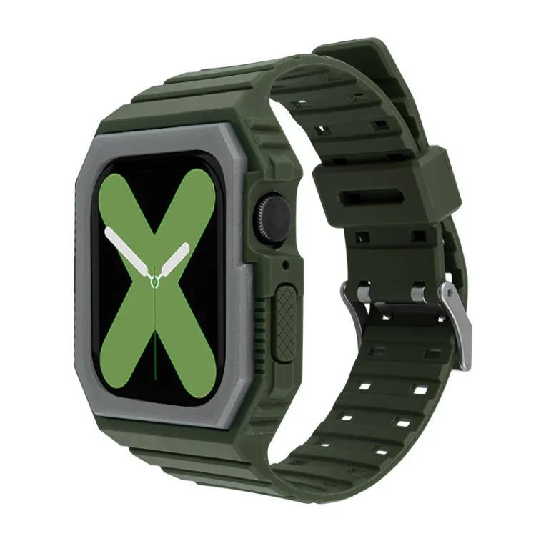 سوار سيليكون مع غطاء لسلسلة Apple Watch، 7 مقاس 41مم / 6&SE&5&4 مقاس 40مم / 3&2&1 مقاس 38مم، 7 مقاس 45مم / 6&SE&5&4 مقاس 44مم / 3&2&1 مقاس 42مم