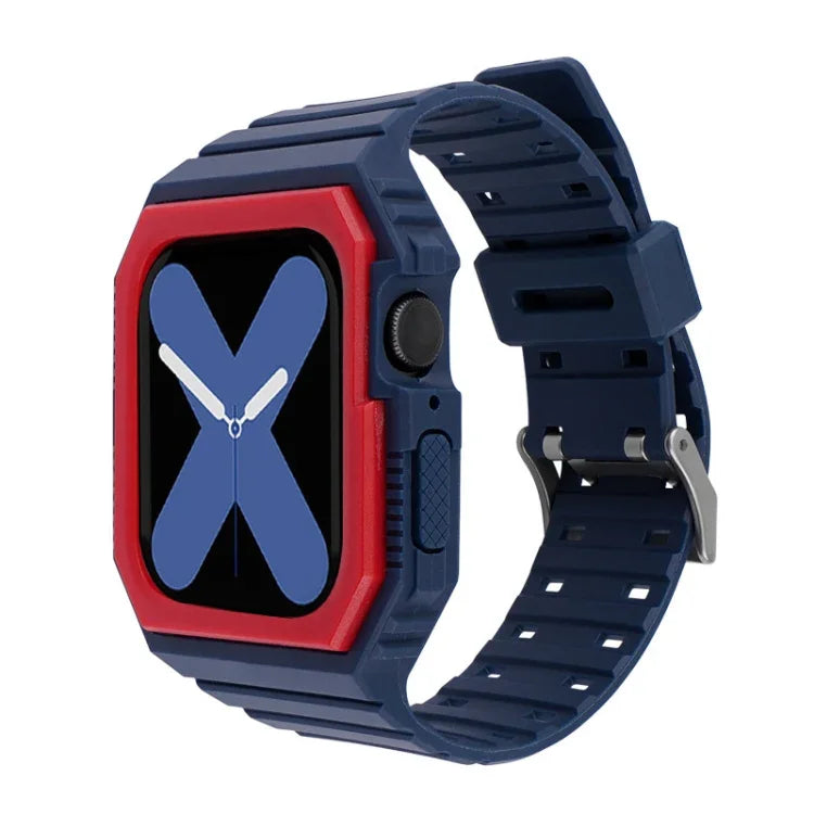 سوار سيليكون مع غطاء لسلسلة Apple Watch، 7 مقاس 41مم / 6&SE&5&4 مقاس 40مم / 3&2&1 مقاس 38مم، 7 مقاس 45مم / 6&SE&5&4 مقاس 44مم / 3&2&1 مقاس 42مم