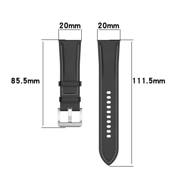 Calf Texture Sewing Thread Watchband, For Huawei Watch GT 3 42mm, For Huawei Watch GT 2 42mm, For Huawei Watch 2