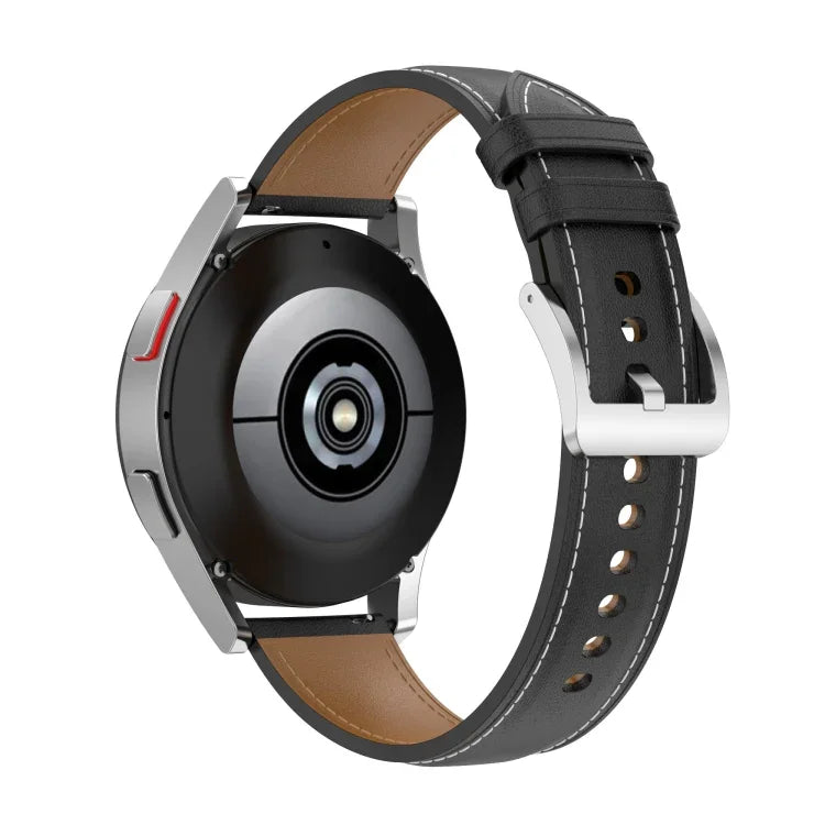 سوار ساعة بخيط خياطة بنقشة جلد العجل، لساعات Samsung Galaxy Watch 4، و Samsung Galaxy Watch 3 41مم / ساعة 42مم، و Samsung Galaxy Gear S2 Classic