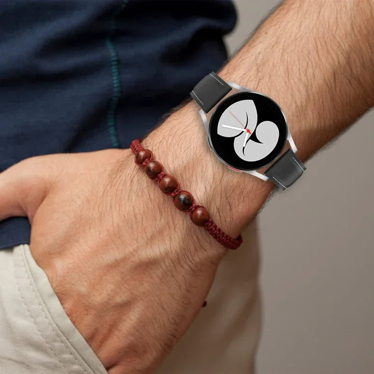 سوار ساعة بخيط خياطة بنقشة جلد العجل، لساعات Samsung Galaxy Watch 4، و Samsung Galaxy Watch 3 41مم / ساعة 42مم، و Samsung Galaxy Gear S2 Classic