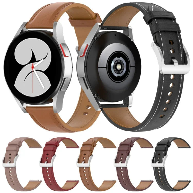 سوار ساعة بخيط خياطة بنقشة جلد العجل، لساعات Samsung Galaxy Watch 4، و Samsung Galaxy Watch 3 41مم / ساعة 42مم، و Samsung Galaxy Gear S2 Classic