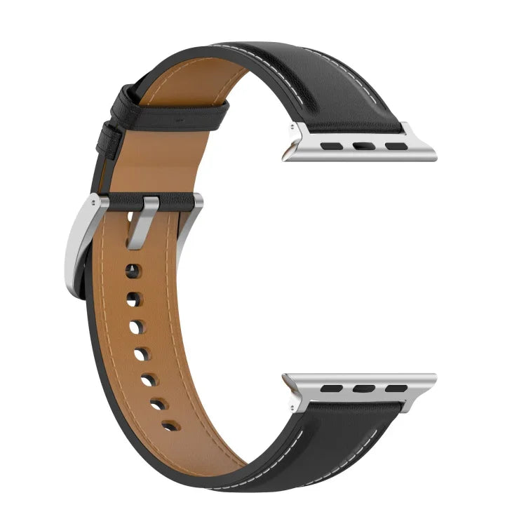 Top Layer Cowhide Sewing Watch Strap For Apple Watch Series, 7 41mm / 6&SE&5&4 40mm / 3&2&1 38mm 20mm, 7 45mm / 6&SE&5&4 44mm / 3&2&1 42mm 22mm, 7 41mm / 6&SE&5&4 40mm / 3&2&1 38mm 22mm, 7 45mm / 6&SE&5&4 44mm / 3&2&1 42mm 20mm