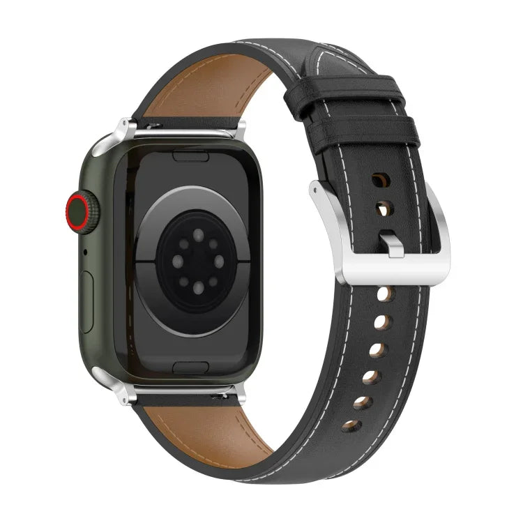Top Layer Cowhide Sewing Watch Strap For Apple Watch Series, 7 41mm / 6&SE&5&4 40mm / 3&2&1 38mm 20mm, 7 45mm / 6&SE&5&4 44mm / 3&2&1 42mm 22mm, 7 41mm / 6&SE&5&4 40mm / 3&2&1 38mm 22mm, 7 45mm / 6&SE&5&4 44mm / 3&2&1 42mm 20mm