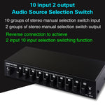 مفتاح RCA ثنائي الاتجاه B059 10 دخل 2 خرج / 2 دخل 10 خرج لاختيار تردد إشارة الصوت، مكبر صوت، B059