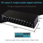 مفتاح RCA ثنائي الاتجاه B059 10 دخل 2 خرج / 2 دخل 10 خرج لاختيار تردد إشارة الصوت، مكبر صوت، B059