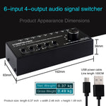 مفتاح RCA 6 دخل 4 خرج لاختيار وتوزيع إشارة الصوت مع تحكم في التبديل
