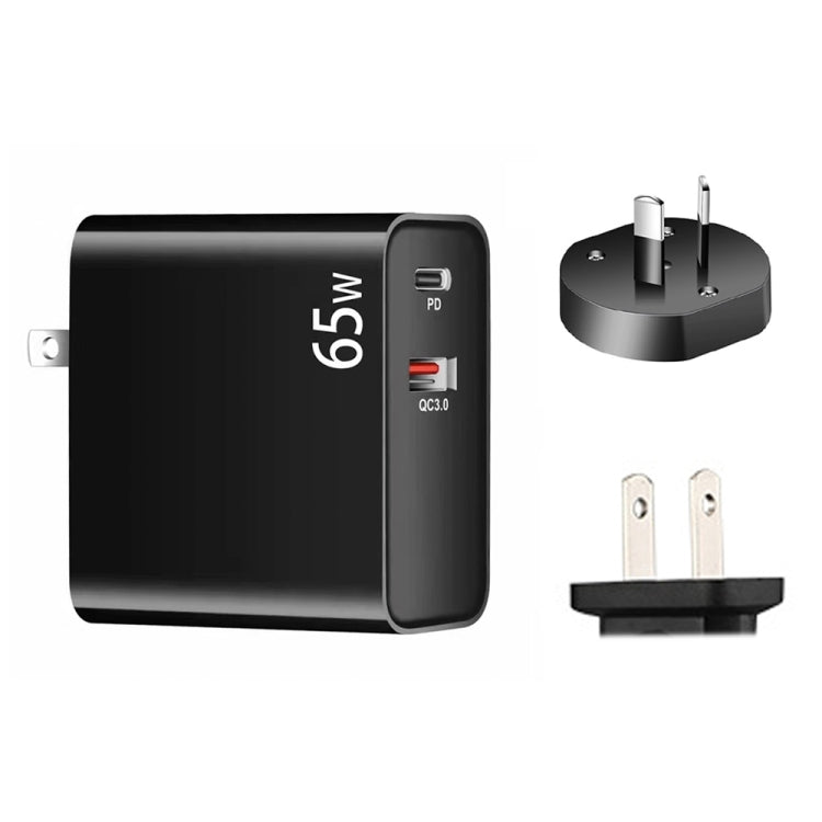 محول شحن لابتوب PD-65W USB-C / Type-C + QC3.0 USB، قابس أسترالي / قابس أمريكي، قابس أسترالي / قابس أمريكي
