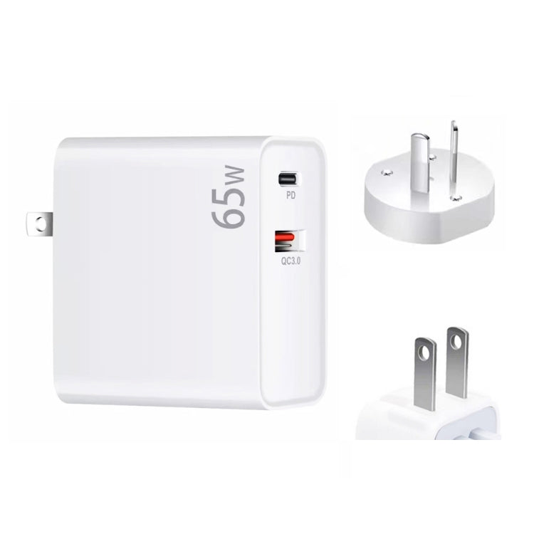 محول شحن لابتوب PD-65W USB-C / Type-C + QC3.0 USB، قابس أسترالي / قابس أمريكي، قابس أسترالي / قابس أمريكي