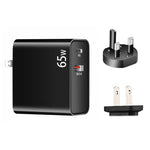 محول شحن لابتوب PD-65W USB-C / Type-C + QC3.0 USB، قابس بريطاني / قابس أمريكي، قابس بريطاني / قابس أمريكي