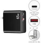 محول شحن لابتوب PD-65W USB-C / Type-C + QC3.0 USB + مجموعة كابل بيانات USB-C / Type-C إلى USB-C / Type-C بطول 2 متر، قابس أوروبي / أسترالي / أمريكي / بريطاني، كابل USB-C / Type-C، قابس أوروبي / أسترالي / أمريكي / بريطاني