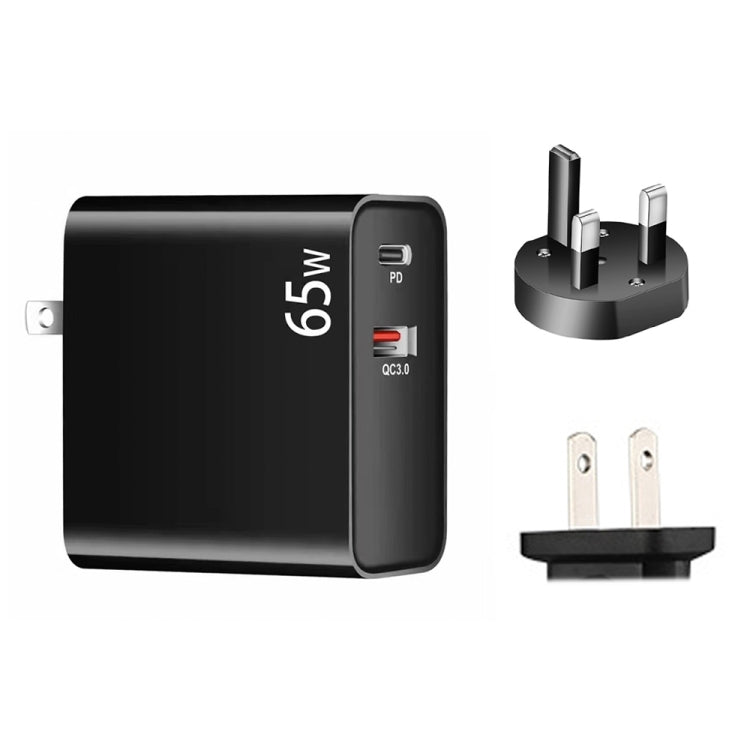 محول شحن لابتوب USB-C / Type-C + QC3.0 بقوة 65 واط + كابل بيانات USB-C / Type-C إلى MagSafe 2 / رأس T بطول 1.8 متر، قابس المملكة المتحدة / قابس الولايات المتحدة، كابل MagSafe 2 / T، قابس المملكة المتحدة / قابس الولايات المتحدة
