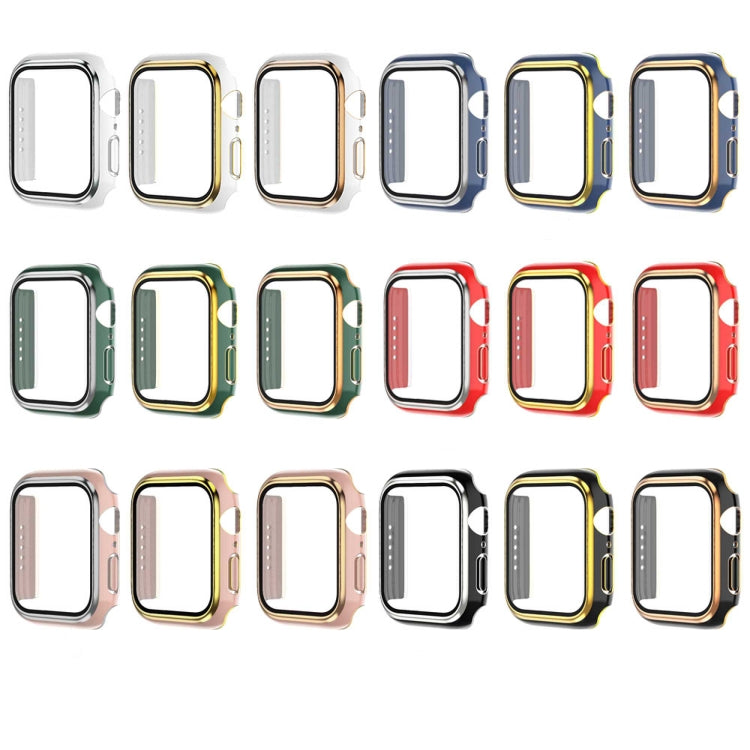 Electroplating Two-color PC+Tempered Film Watch Case, For Apple Watch Series 9 / 8 / 7 45mm, For Apple Watch Series 6/5/4/SE 44mm