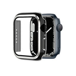 Electroplating Two-color PC+Tempered Film Watch Case, For Apple Watch Series 9 / 8 / 7 45mm, For Apple Watch Series 6/5/4/SE 44mm