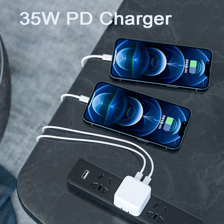 شاحن PD بقوة 35 واط بمنفذي USB-C / Type-C لسلسلة iPhone / iPad، قابس أوروبي، قابس أوروبي