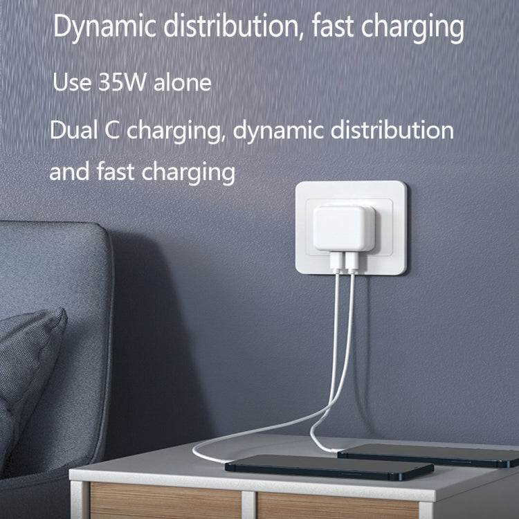 شاحن PD بقوة 35 واط بمنفذي USB-C / Type-C لسلسلة iPhone / iPad، قابس أوروبي، قابس أوروبي