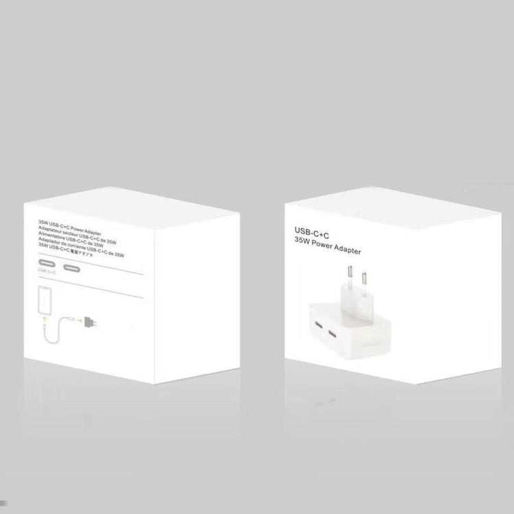 شاحن PD بقوة 35 واط بمنفذي USB-C / Type-C لسلسلة iPhone / iPad، قابس أوروبي، قابس أوروبي