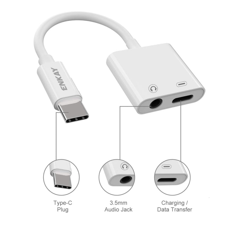 كابل بيانات محول صوت وسماعة وشحن IVON ENKAY ENK-AT106 USB-C / Type-C إلى 3.5 مم + Type-C
